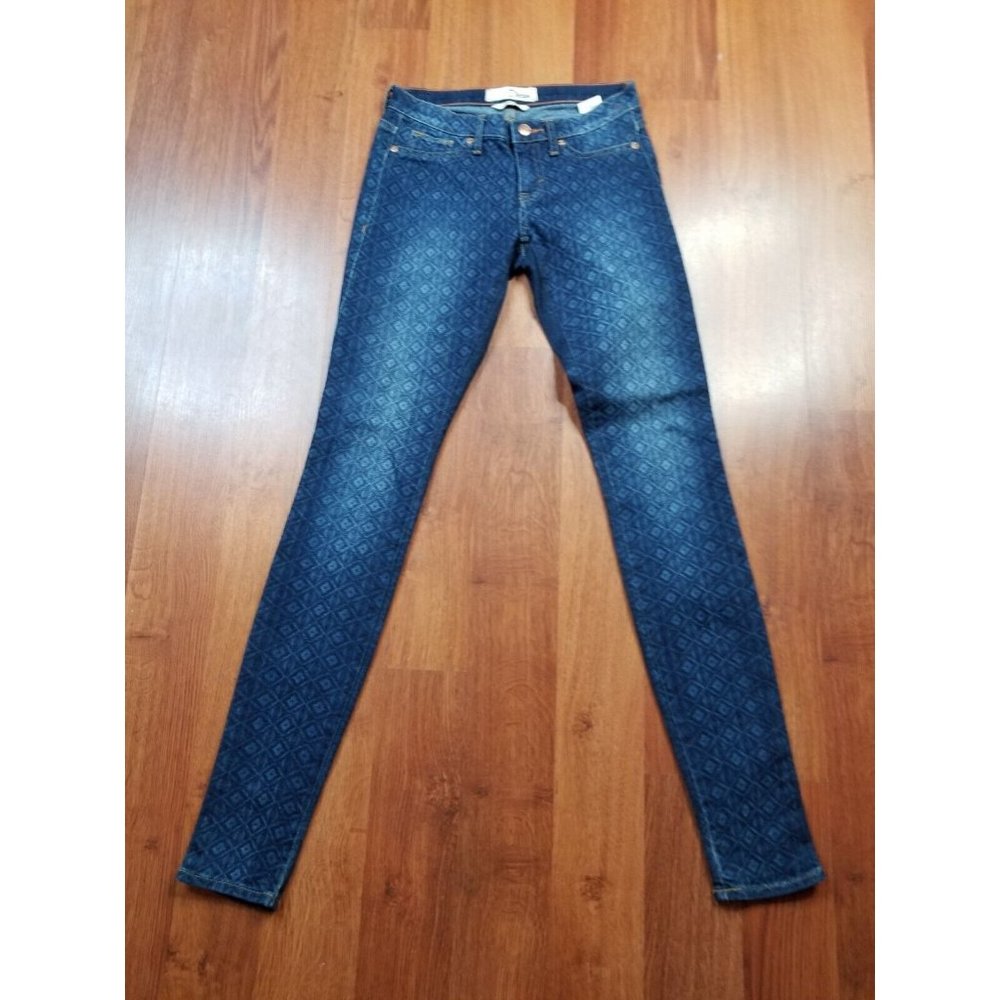Dittos  womens skinny low rise legging blue Jean's checkered design size 24 x 31